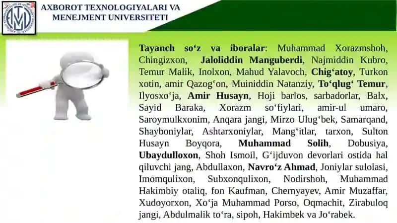 QASHQADARYO VOHASIMO‘G‘ULLAR BOSQINI DAVRIDA. AMIR TEMUR VA TEMURIYLAR DAVRIDA QASHQADARYO VOHASI. XONLIKLAR DAVRIDAGI SIYOSIY HAYOT VA QASHQADARYO VOHASI 3