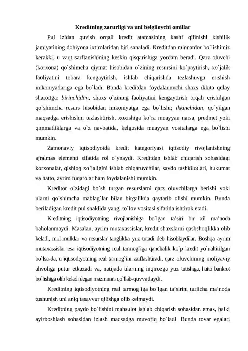 Kreditning zarurligi va mohiyati 3