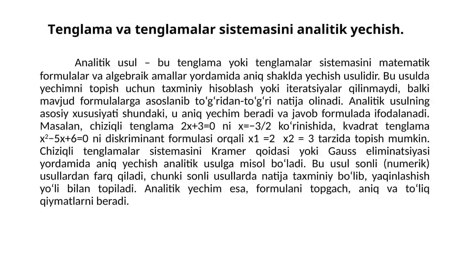 Maple muhitida tenglama va tenglamalar sistemasini analitik va sonli yechish 3