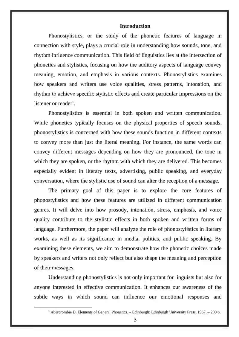 PHONOSTYLISTICS AND ITS MAIN FEATURES 3
