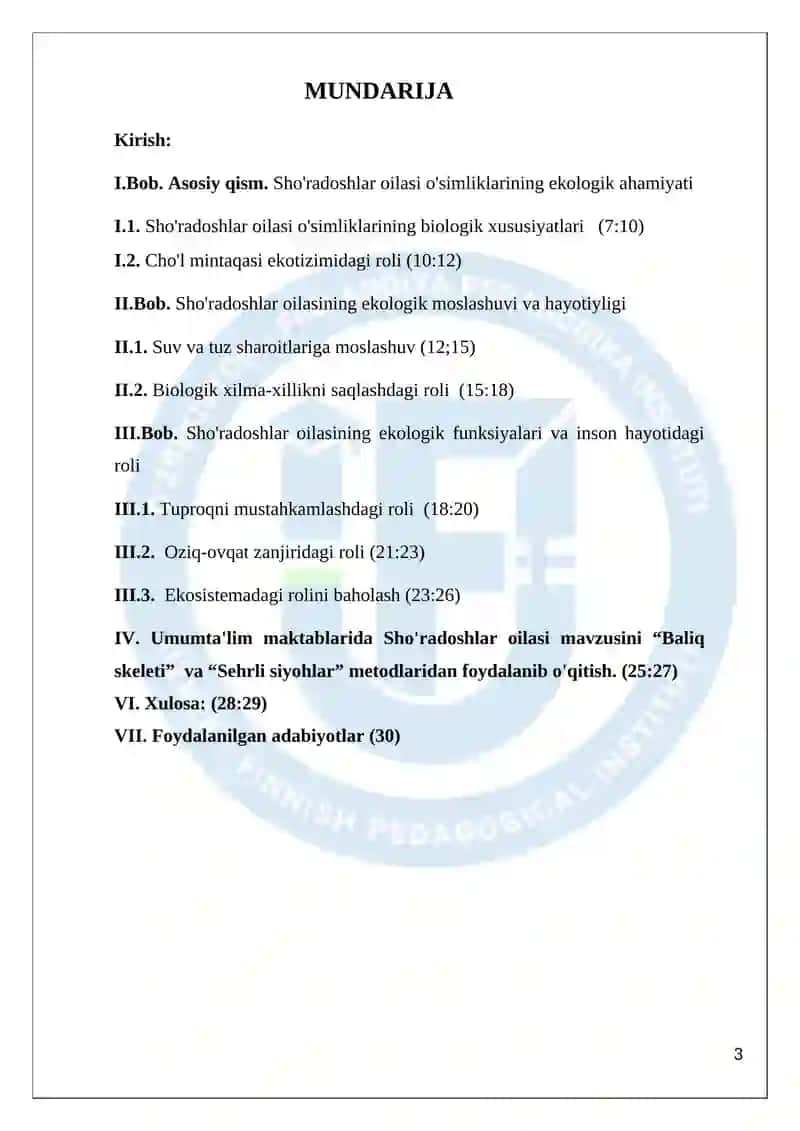 Sho'radoshlar oilasi vakillarining cho'l mintaqasi o'simliklar qoplamidagi roli 3