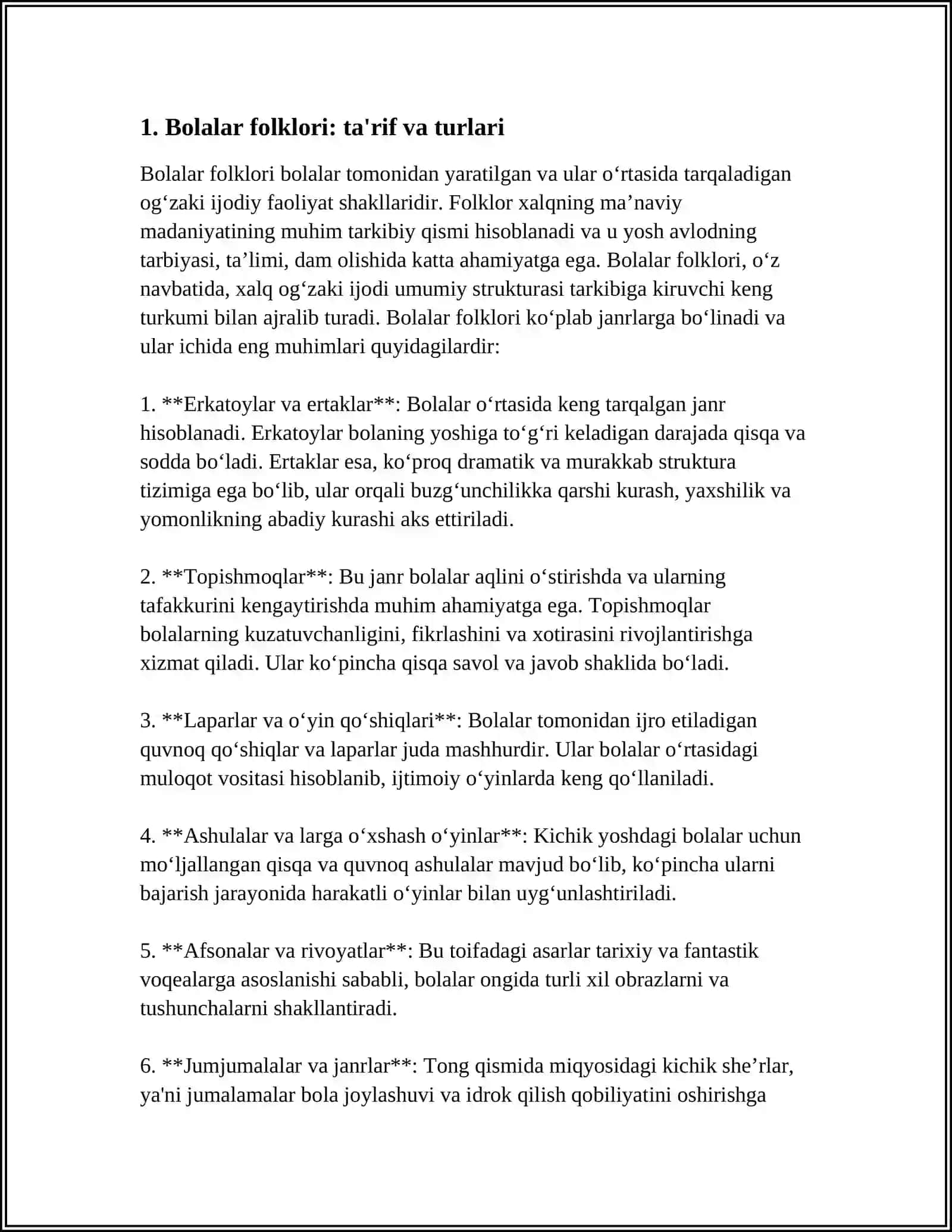BOLALAR FOLKLORI HAQIDA 25 NALUMOT 3