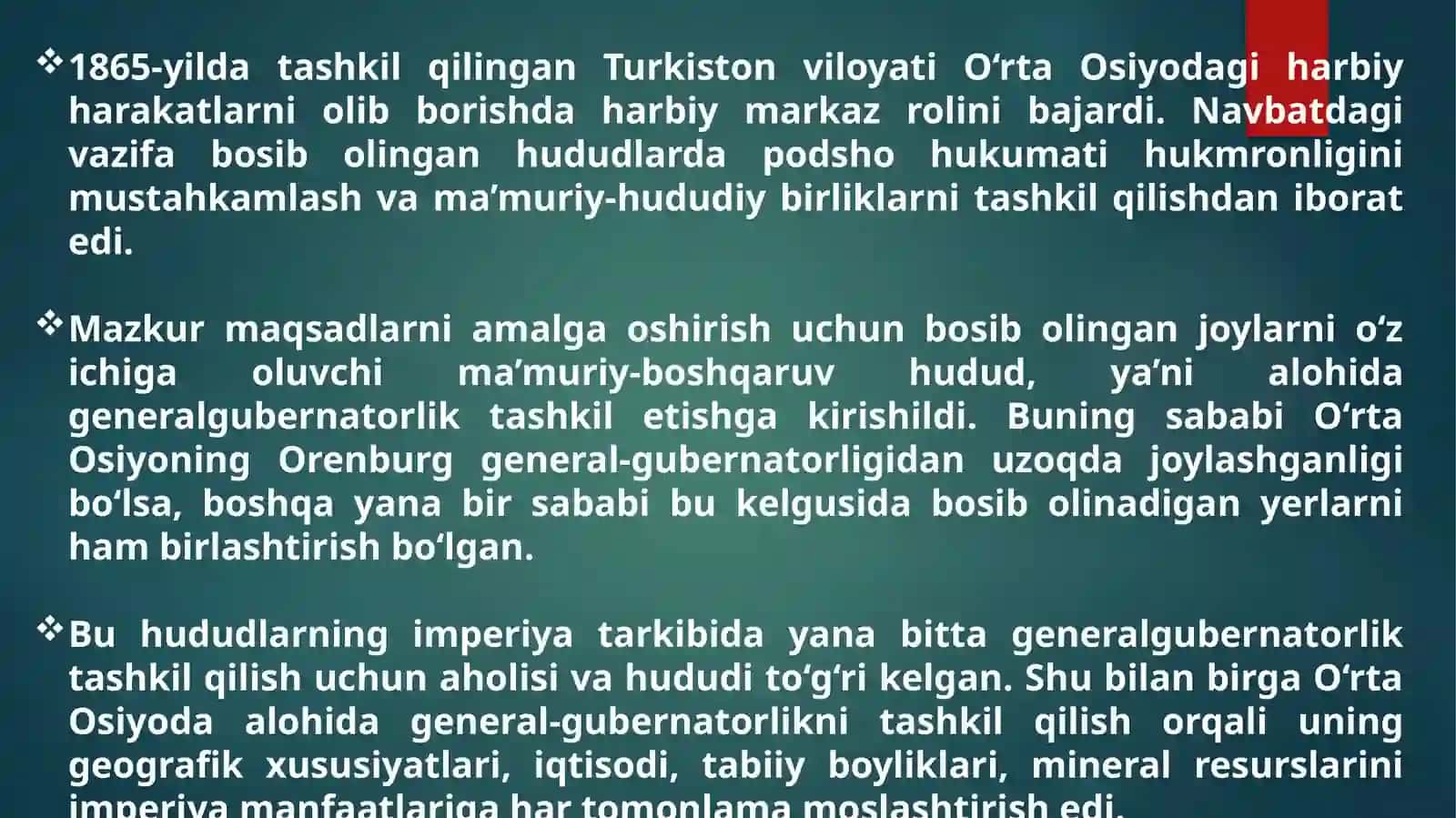 MUSTAMLAKA BOSHQARUV TUZUMI TURKISTONDA 3