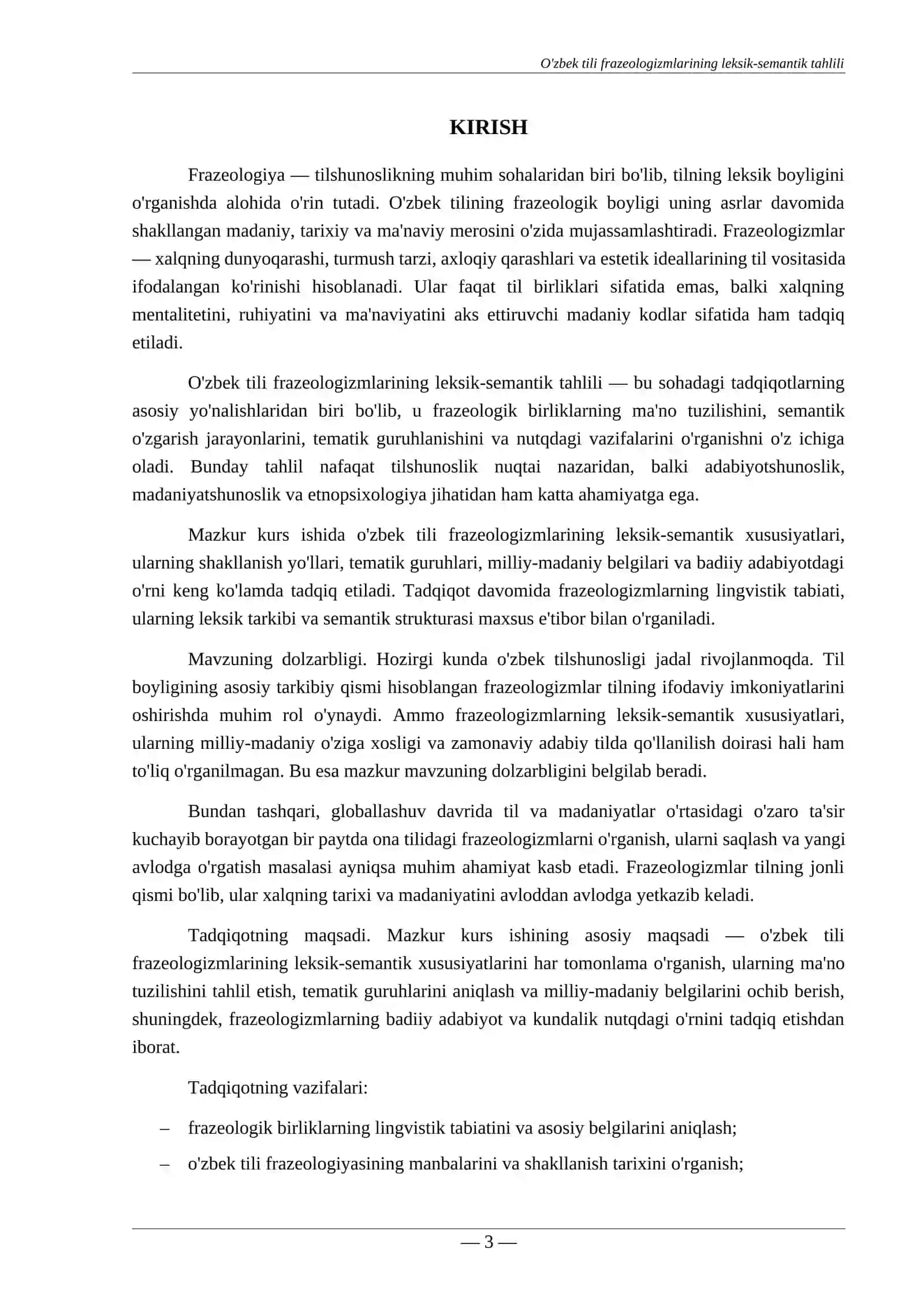 O'ZBEK TILI FRAZEOLOGIZMLARINING LEKSIK-SEMANTIK TAHLILI 3