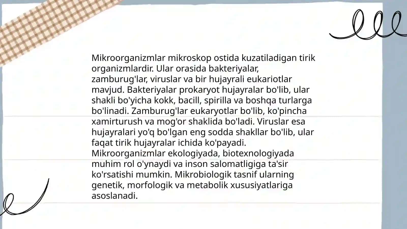 Miroorganizmlarning sistematikasi, ósishi va rivojlanishi, oziqlanishi genetikasi 3