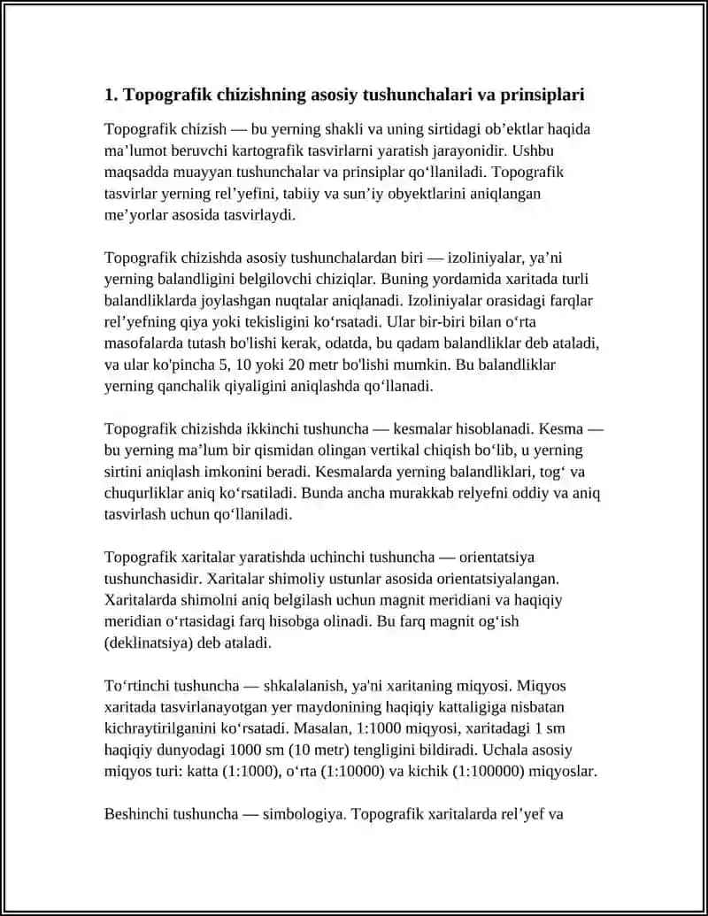 TOPOGRAFIK CHIZISH USULLARI.TOPOGRAFIK CHIZISH QURILMALARI VA ULARNI ISHLATISH 3