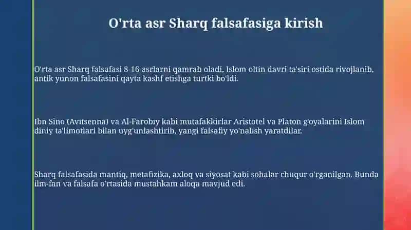 Õrta asr Sharq falsafasi va uyğonish davri xususiyatlari 3