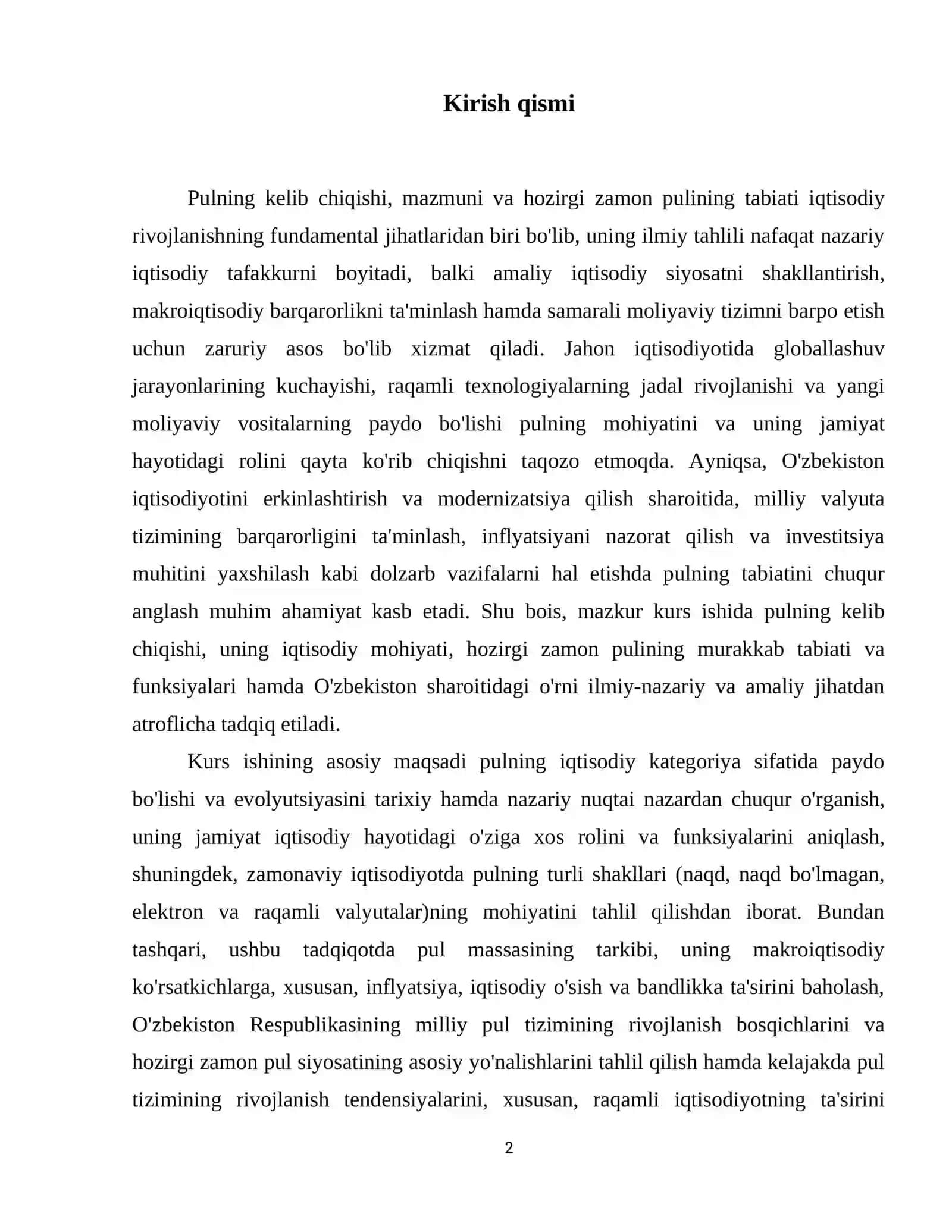 Pulning kelib chiqishi, mazmuni. Hozirgi zamon pulining tabiati va mazmuni. 3