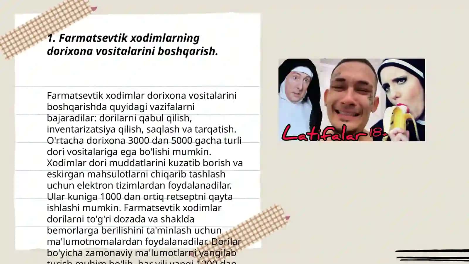 Farmatsevtik xodimlarni dorixona vositalari bilan munosabatlari 3