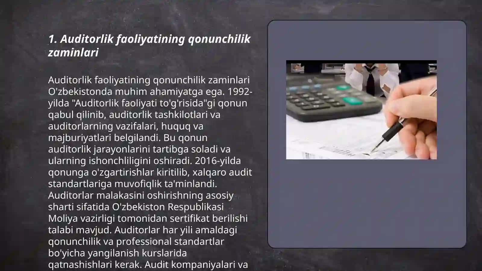 Oʻzbekiston Respublikasida auditorlik faoliyatining huquqiy asoslari 3