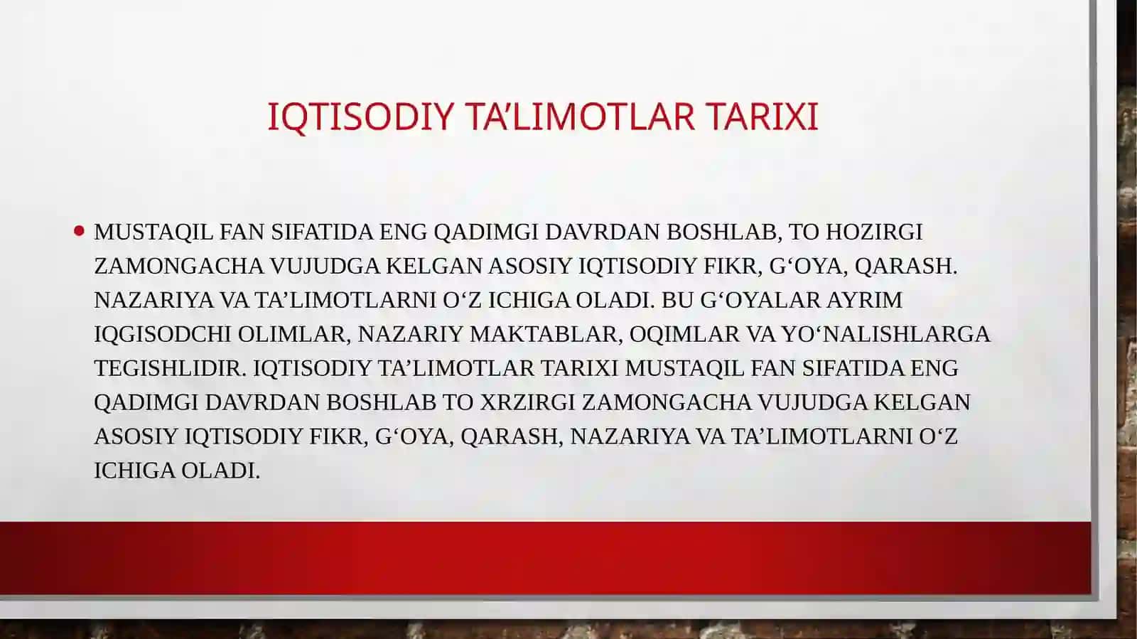 IQTISODIY TA'LIMOTLAR TARIXI 3