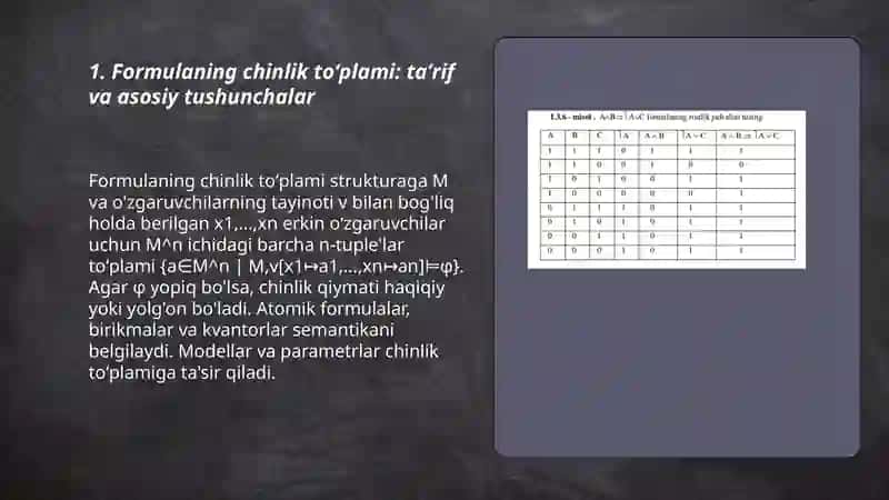 Formulaning chinlik toʻplami 3
