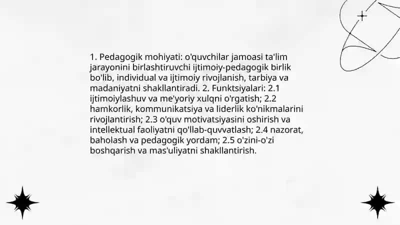 O'quvchilar jamoasi -yagona pedagogik jarayonning asosiy shakli 3