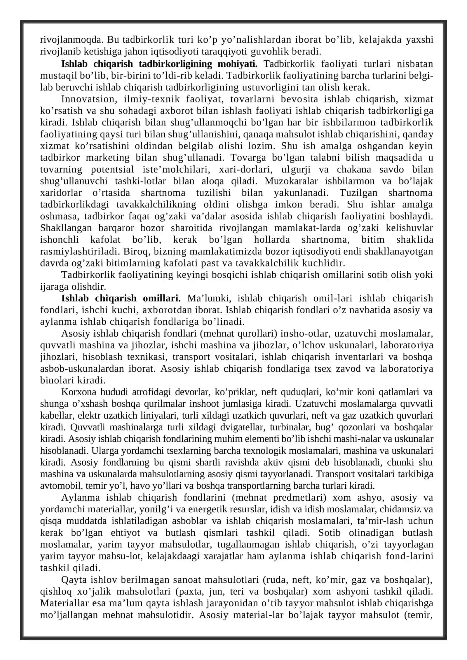 Tovar ishlab chiqarish va xizmat ko’rsatish bo’yicha tadbirkorlikni rivojlantirish 3