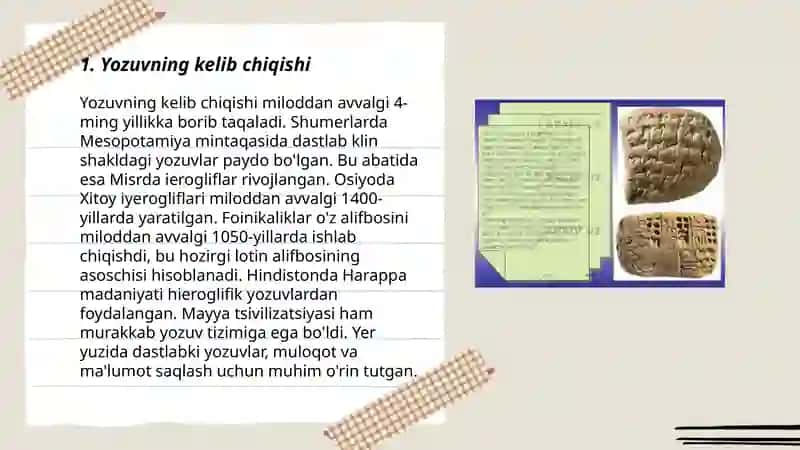 Yozuv va uning rivojlanish tarixi 3