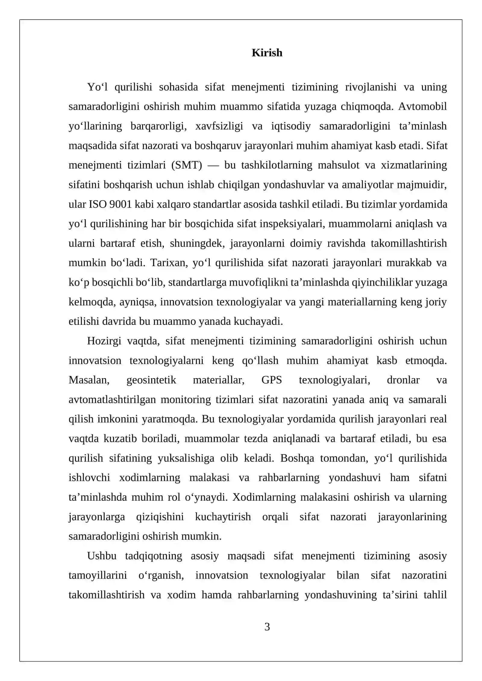 Yoʻl qurilishida Sifat Menejmenti Tizimining Samaradorligini Oshirish 3