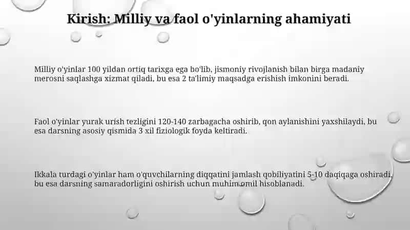 Milliy va harakatli o’yinlarni jismoniy tarbiya darsining asosiy qismiga mos holda tanlash 3