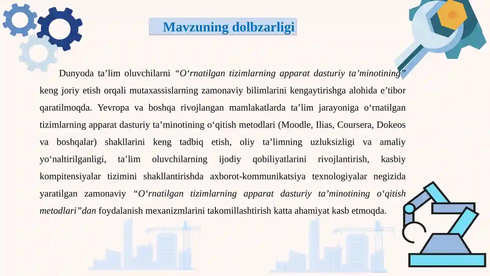 "O‘rnatilgan tizimlarning apparat dasturiy ta’minotining o‘qitish metodlari" 3