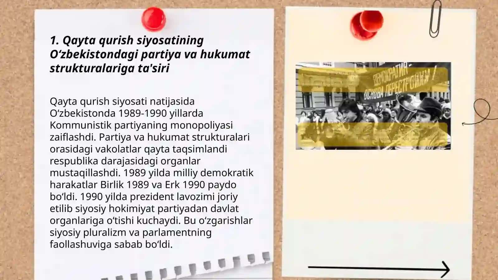 Qayta qurish yillarida O‘zbekistondagi ijtimoiy-siyosiy vaziyat 3
