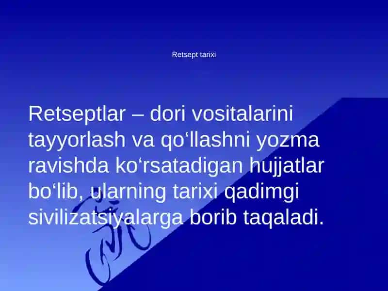 Retsept tarixi va Dorivor o'simliklar 3