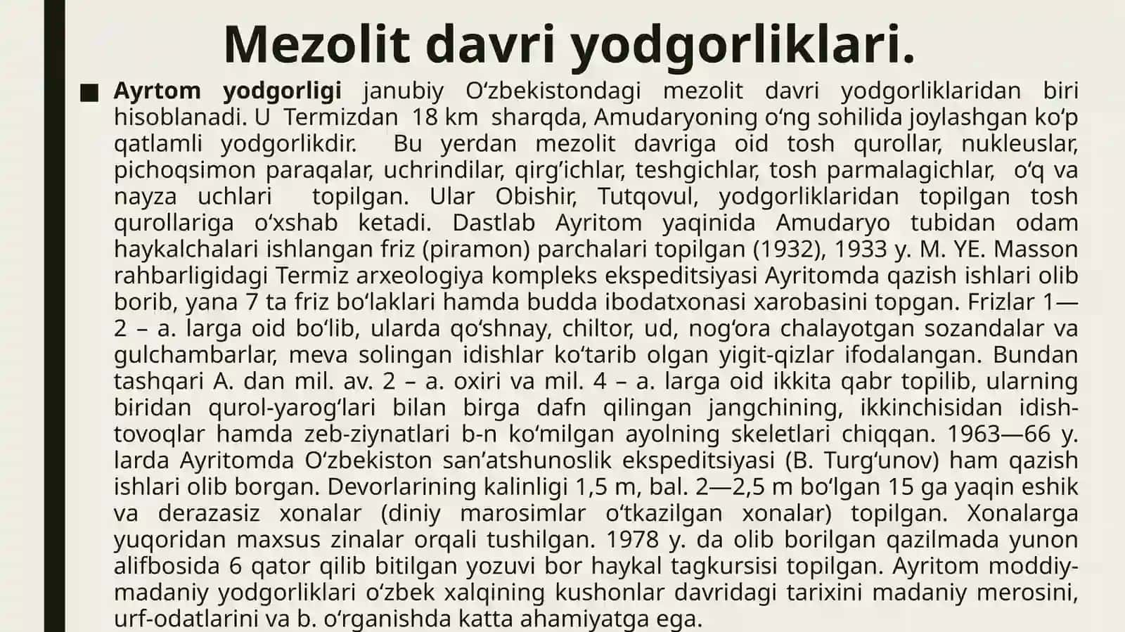 Mezolit davri va uning o'rganilishi 3