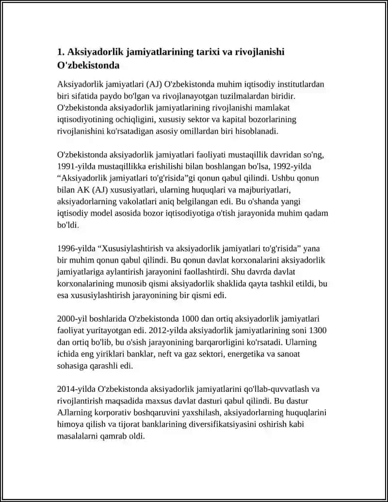 O'ZBEKISTON IQTISODIYOTIDA AKSIYADOR KORXONALARNING O'RNI 3