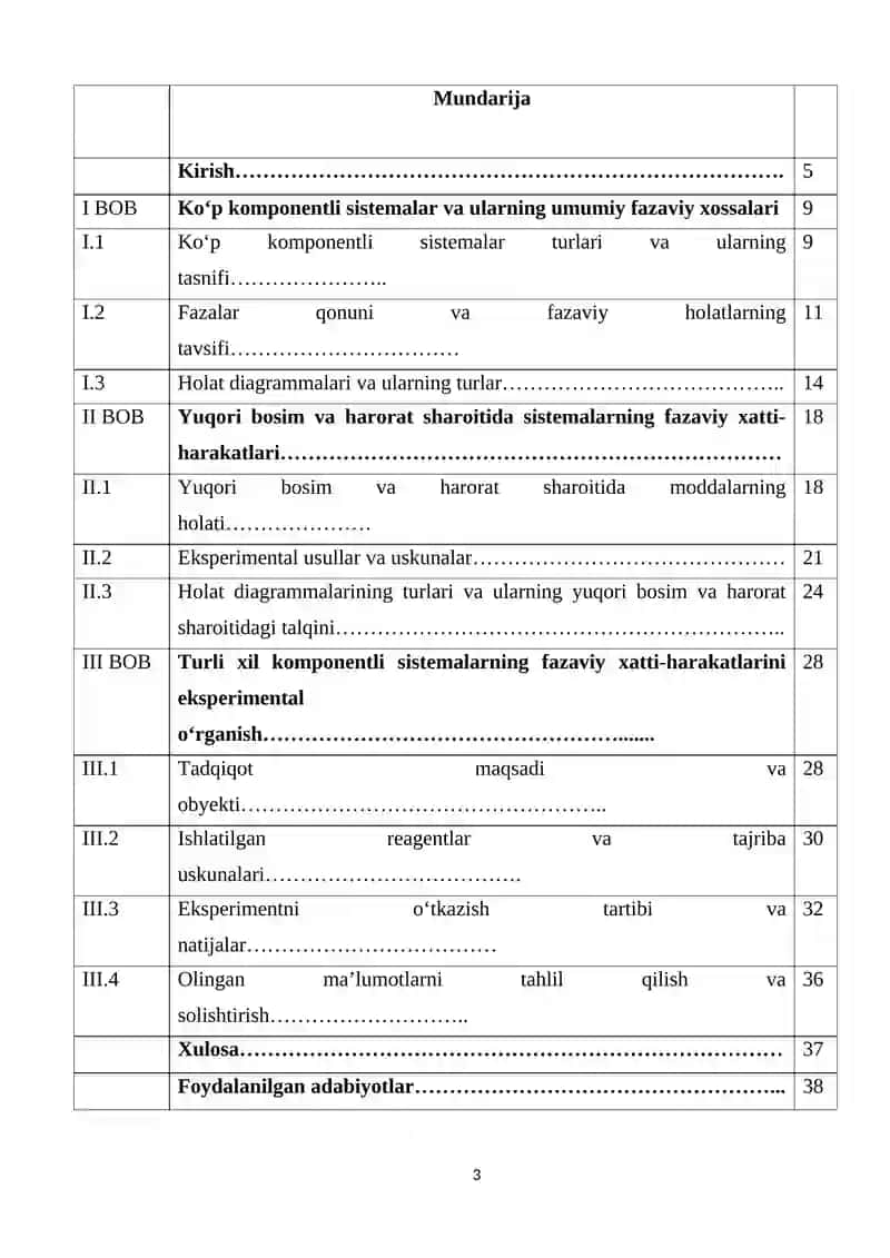 Mavzu: Turli xil komponentli sistemalarning yuqori bosim va haroratdagi holat diagrammalarini talqini 3