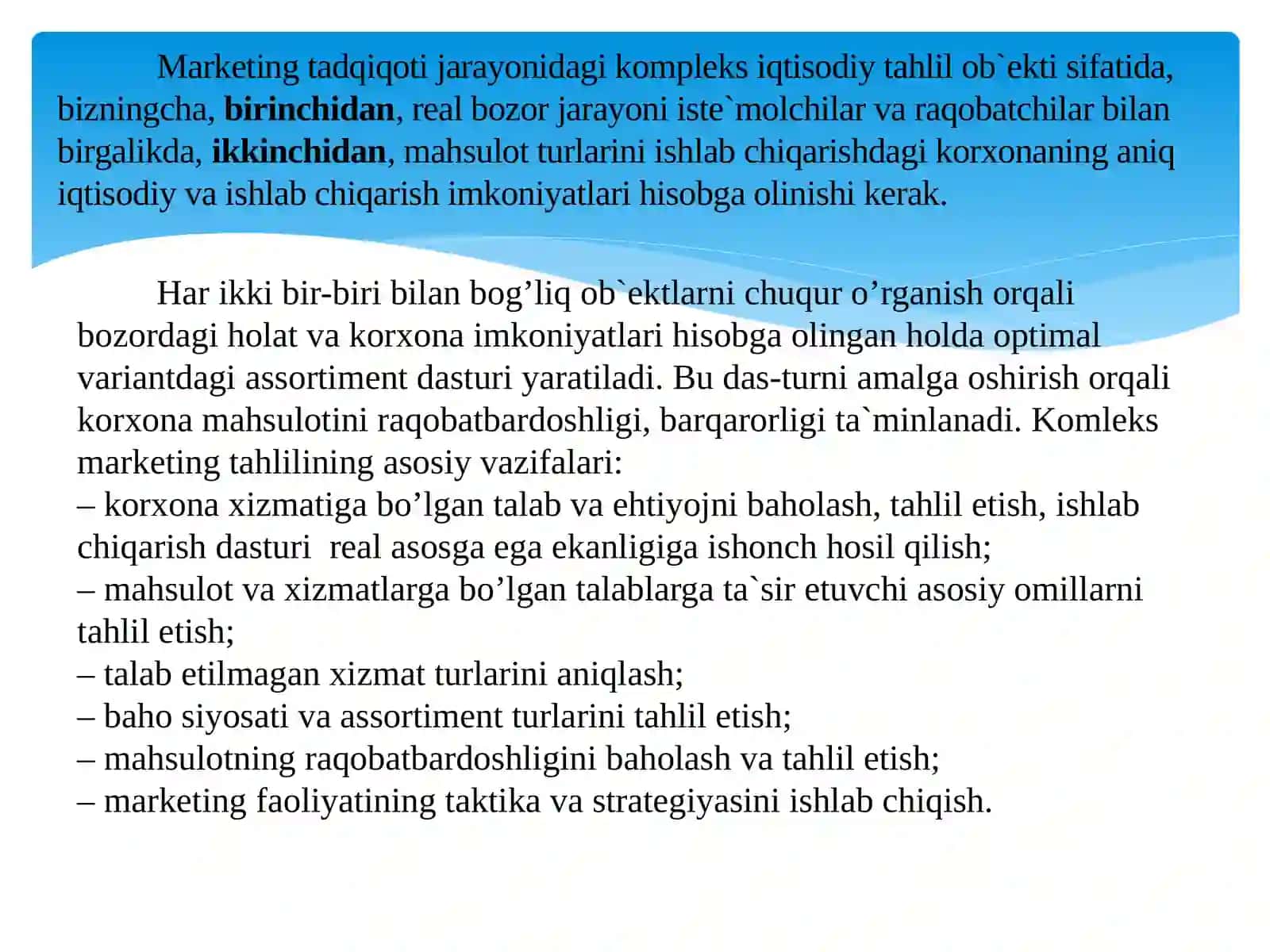 Xo’jalik sub’ektlarining marketing faoliyatida tahlili 3