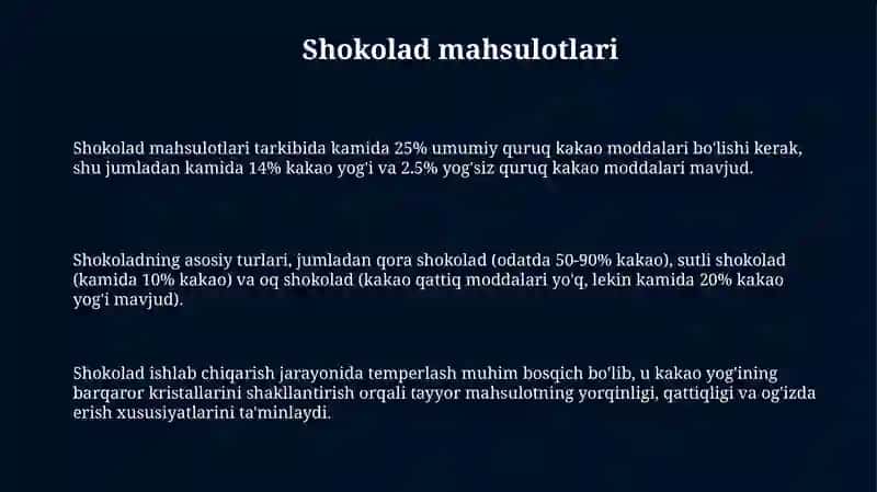 Shokolad mahsulotlari 3
