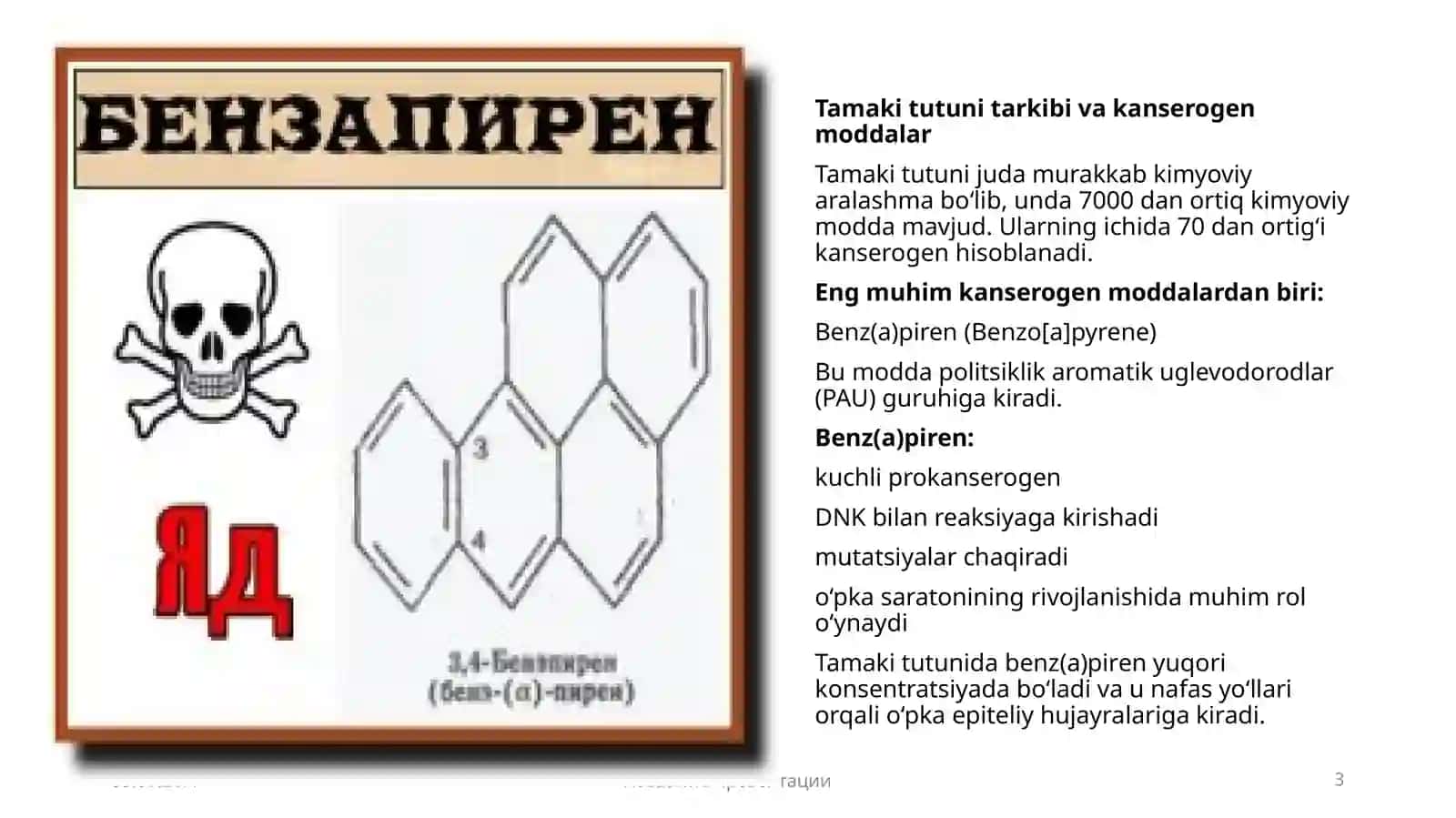 Tamakidagi benz(a)pirenni opkada neoplastik jarayonlar rivojlanishidagi ahamiyati 3
