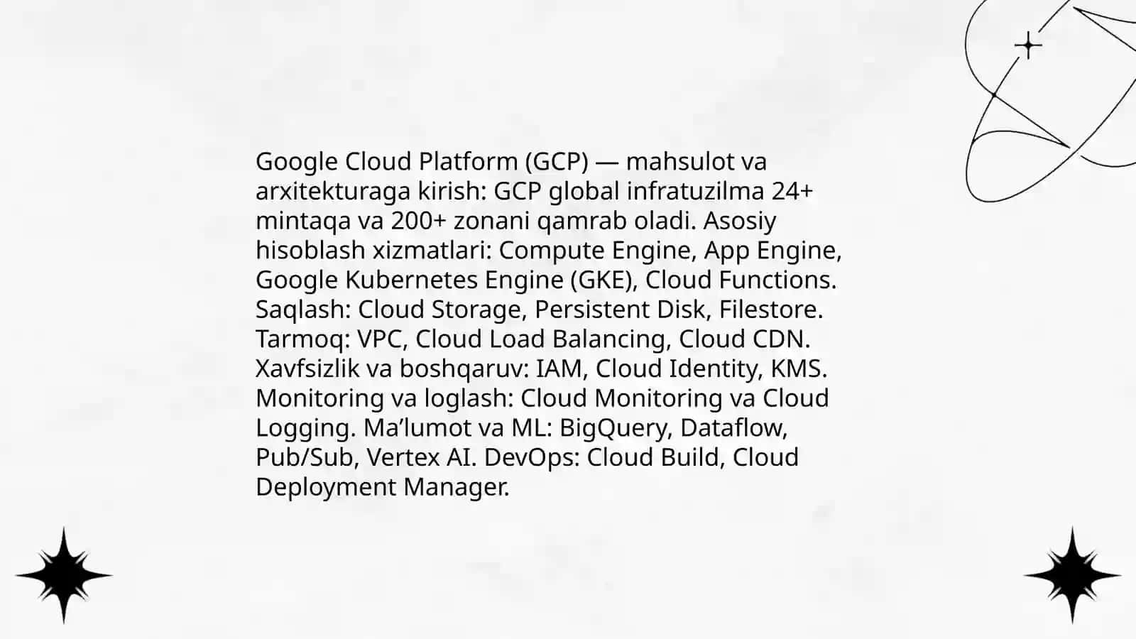 Google Cloud Platform (GCP) — mahsulot va arxitekturaga kirish 3
