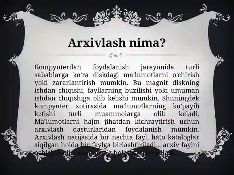 Arxivlash va arxivlovchidasturlar 3