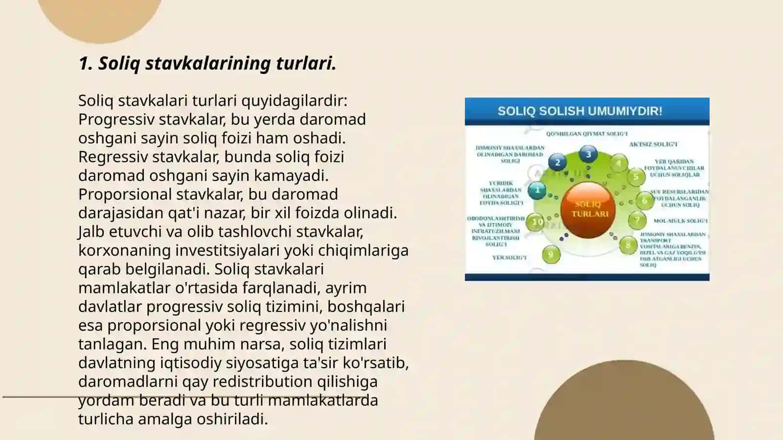 Soliq stavkalari, ularning turlari va tabaqalashtirish mezonlari 3
