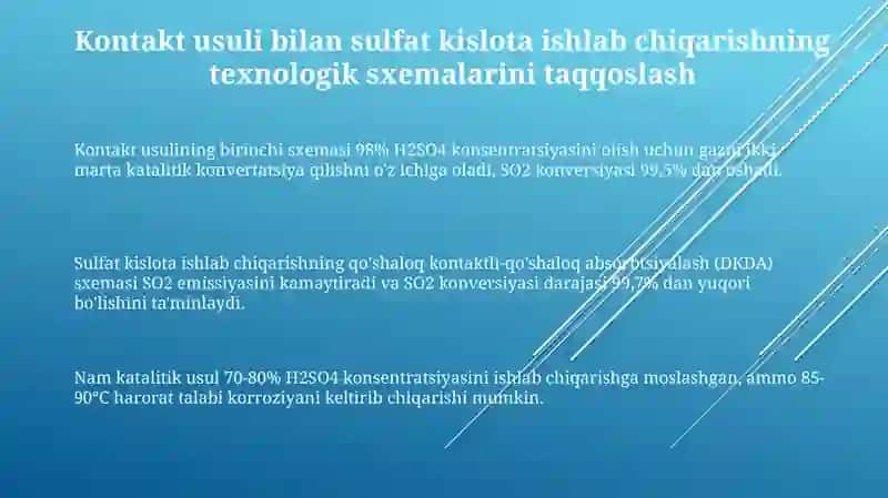 Kontakt usulida sulfat kislota ishlab chiqarish texnologik tasvirlari 3