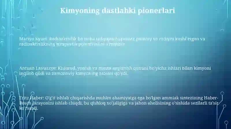 Kimyo sohasidagi Nobel mukofoti sovrindorlari va yutuqlari 3