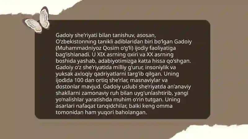Gadoiy she'riyatining mavzulari, mundarijasi va janr xususiyatlari 3