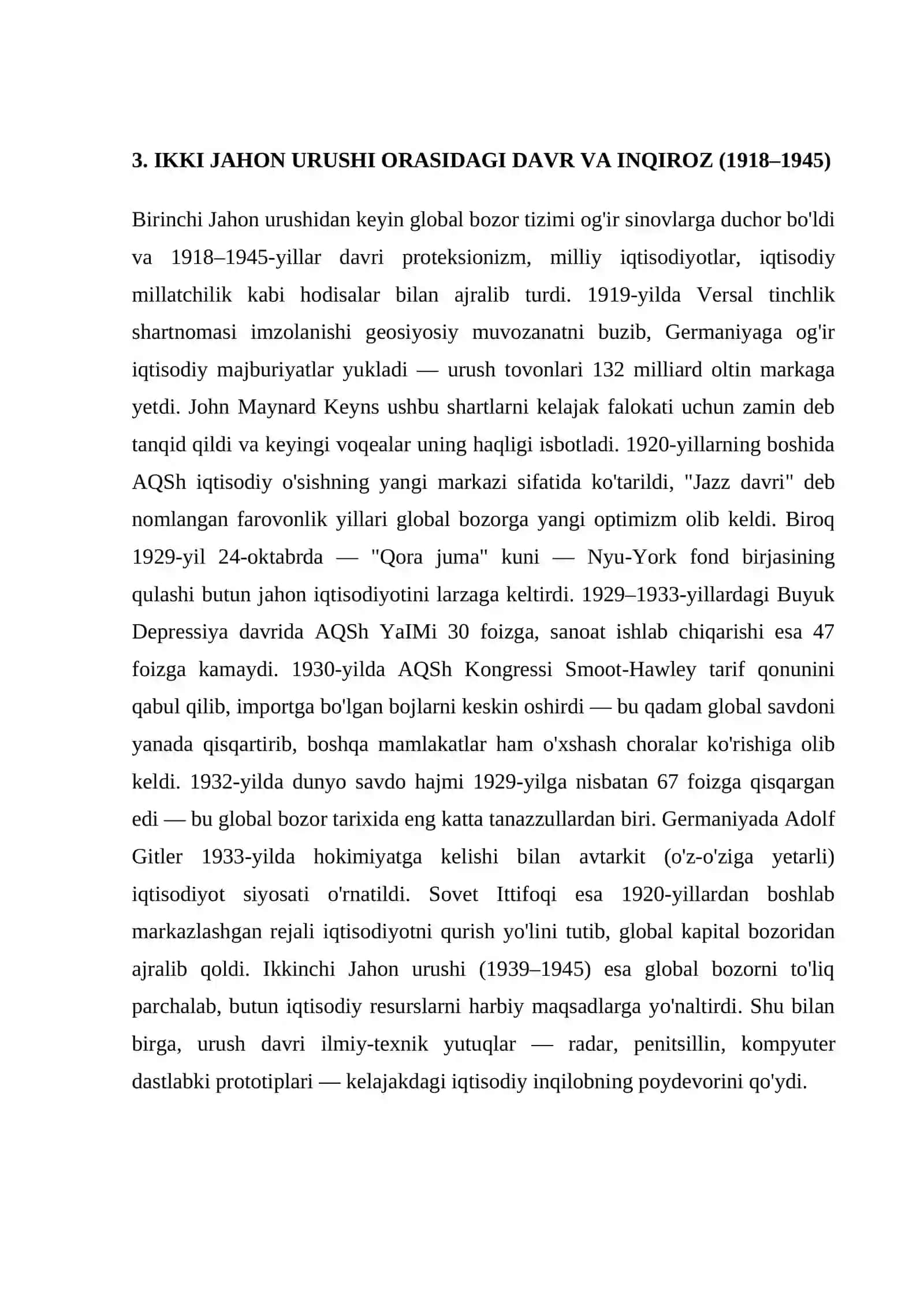 Global Bozorlarning Shakllanishi va Ularning Xususiyatlari  foydalanissh uchun asos 3