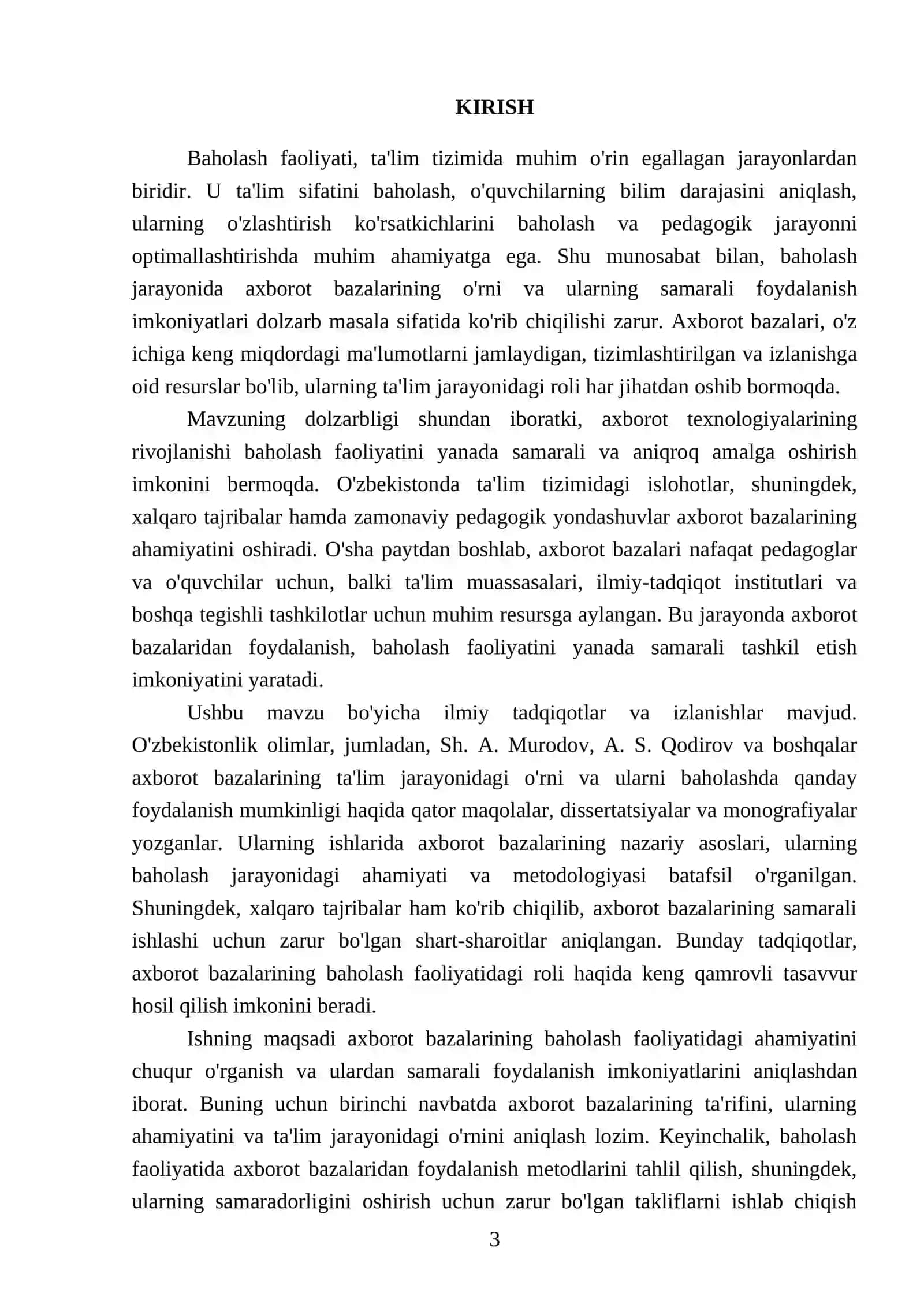 Baholash faoliyatida axborot bazalarining o'rni va ulardan foydalanish imkoniyatlaru 3
