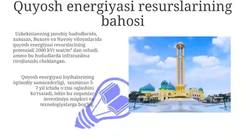 OʻBekistonda quyosh energiyasidan foydalanish imkoniyatlari va cheklovlar 3