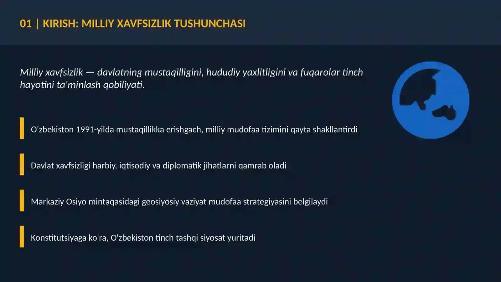O'ZBEKISTON MUDOFAA TIZIMI TARAQQIYOTI VA MAMLAKAT XAVFSIZLIGINI MUSTAHKAMLASHDAGI AHAMIYATI 3