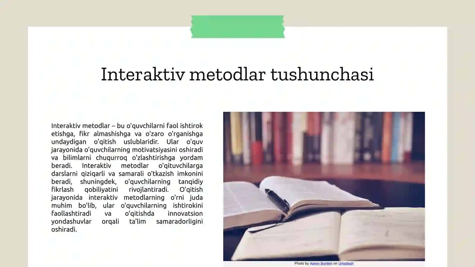 Interaktiv metodlar va texnologiyalarni qoʻllash 3