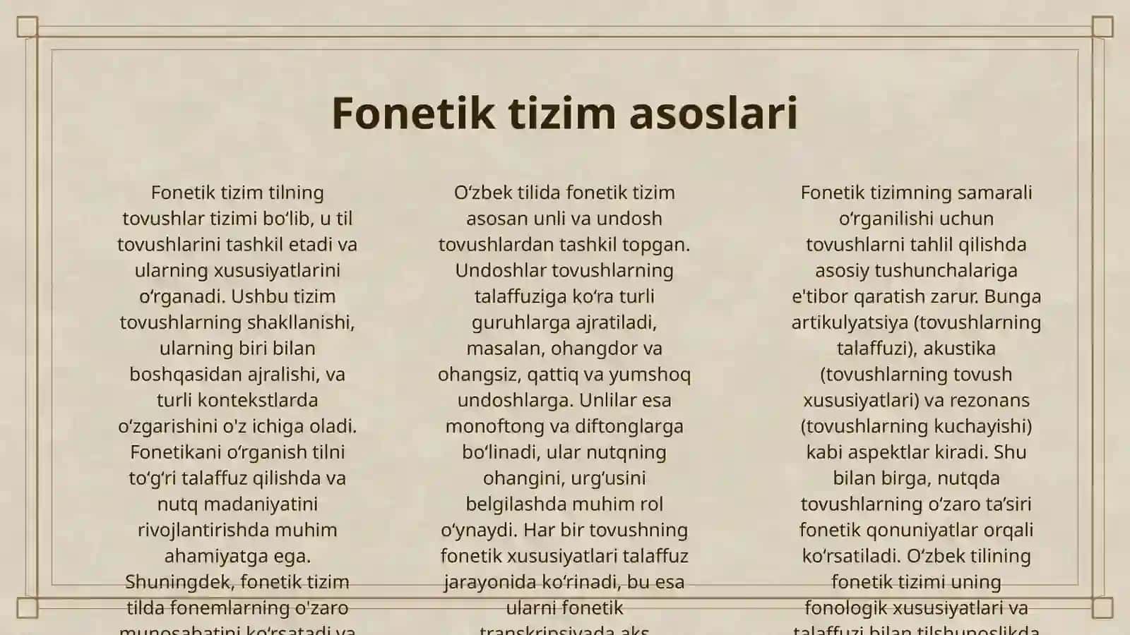 OʻZBEK TILI FONETIKASI BUYICHA LOYHA TAYYORLASH VA HIMOYA QILISH 3