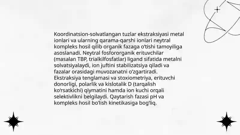 Koordinatsion-solvatlangan tuzlar ekstraksiyasi 3