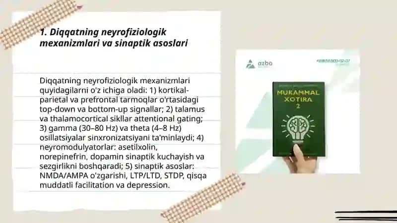 Diqqat xotira va tafakkurning neyropedagogik asoslari 3