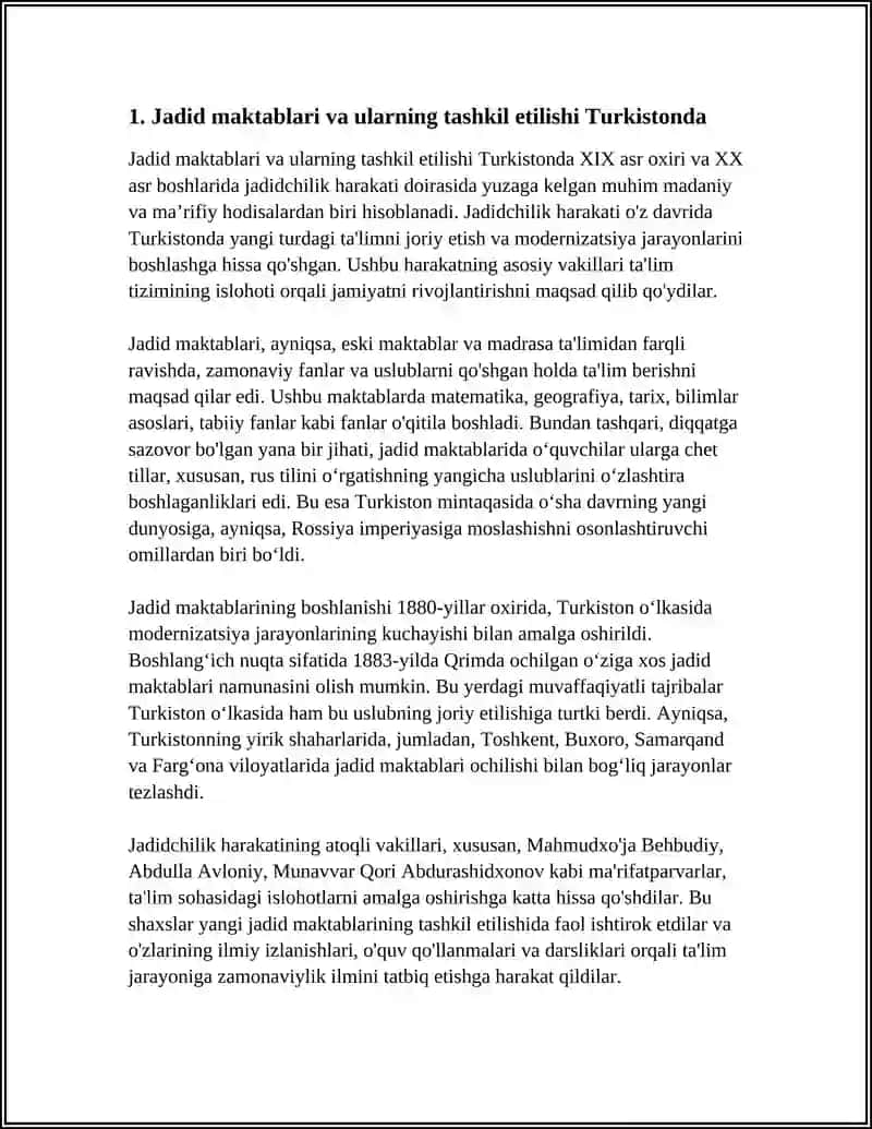 Jadid maktablari va ularning tashkil etilishi Turkistonda 3