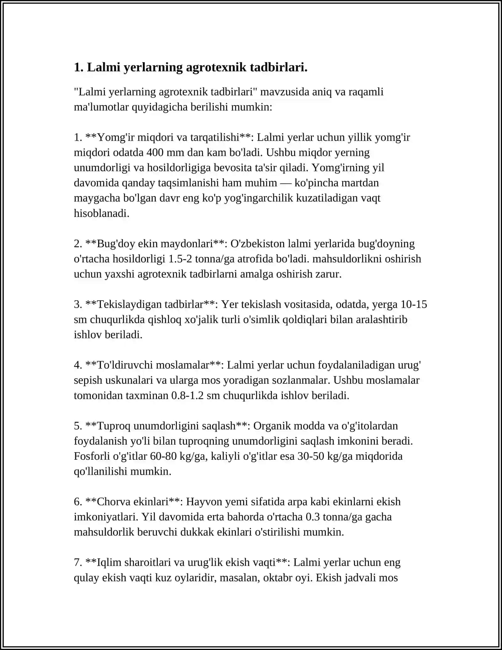 LALMIKOR YERLARDA OʻZIGA HOS AGRO TEXNIK TADBIRLAR QOʻLANILISHI NATIJASIDA TUPROQNING TUZULISHI,FIZIK XOSSALARI VA KIMYOVIY TARKIBINING OʻZGARISHI, LALMIKOR AGROTSENOZLAR VUJUDGA KELISHI 3