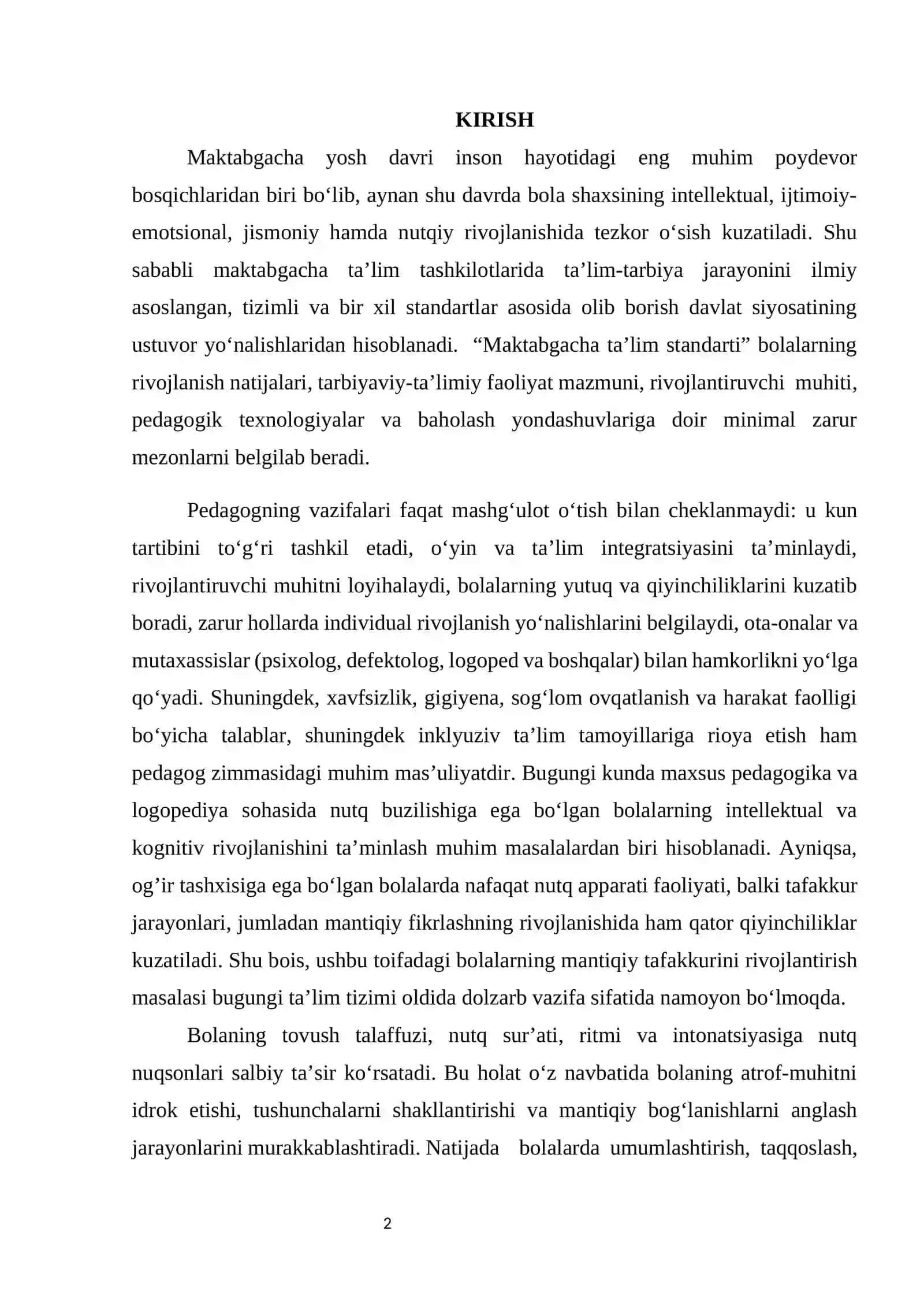 Maktabgacha ta’lim tashkilotlari o‘qituvchi -logoped tinglovchisi 3