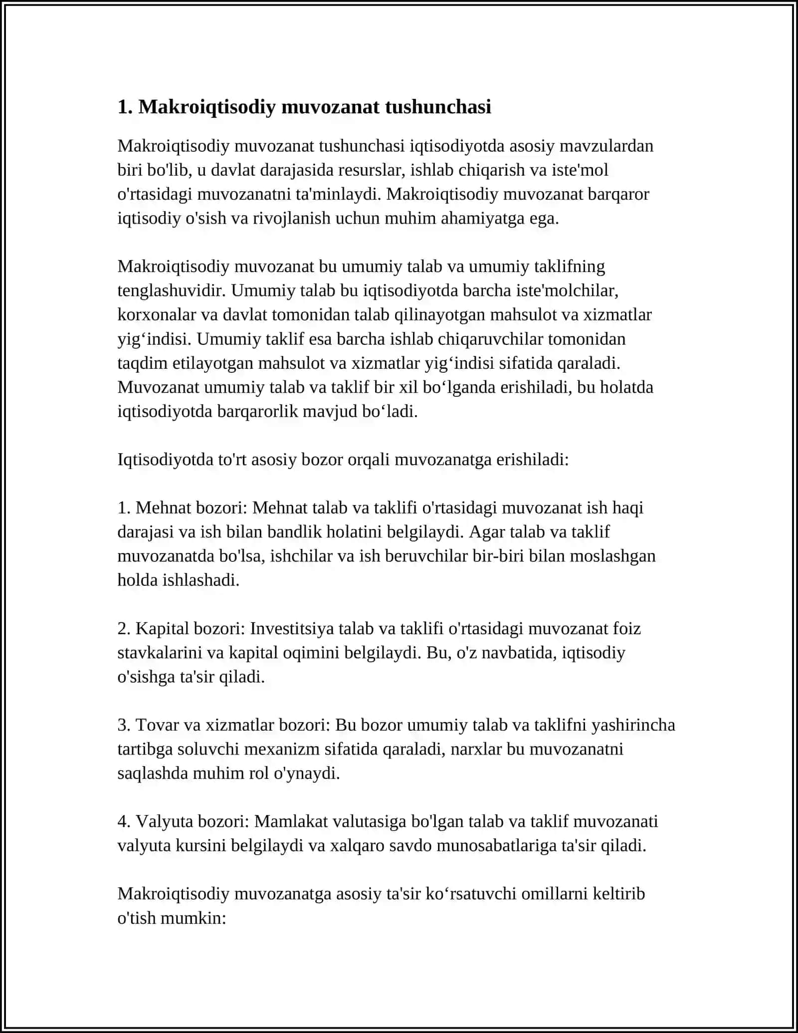 MAKROIQTISODIY MUVOZANATLIKNING MOHIYATI VA UNGA ERISHISH YO'LLARI 3