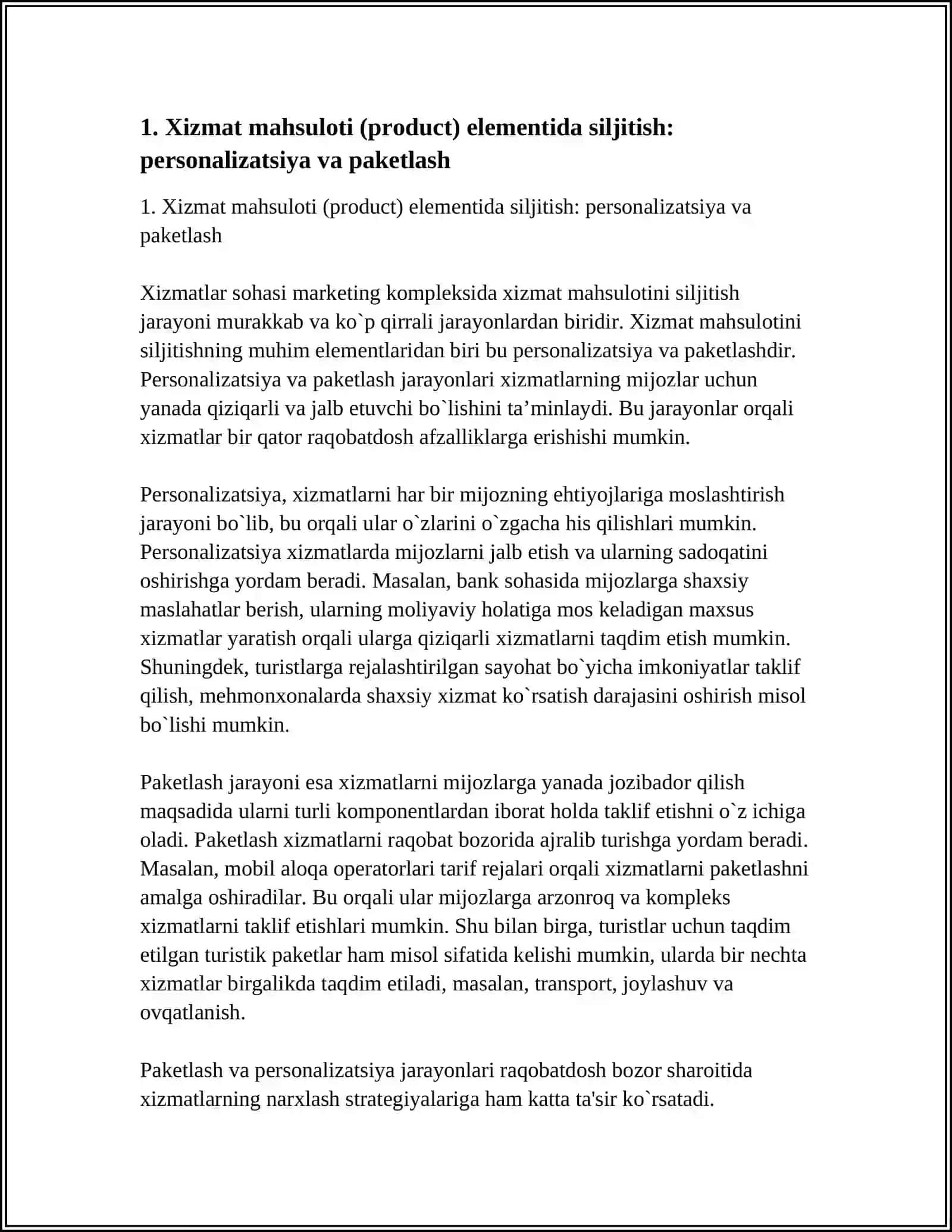 XIZMATLAR SOHASI MARKETING KOMPLEKSIDA SILJITISH 3