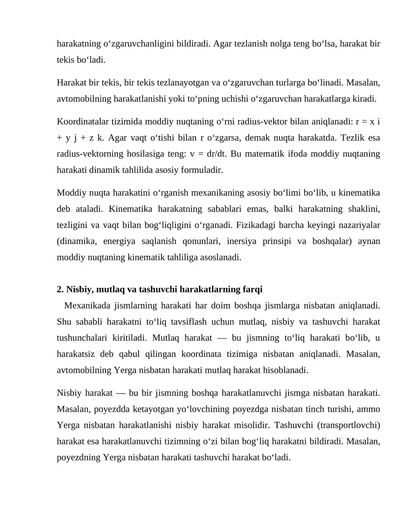 Moddiy nuqtaning nisbiy harakati 3